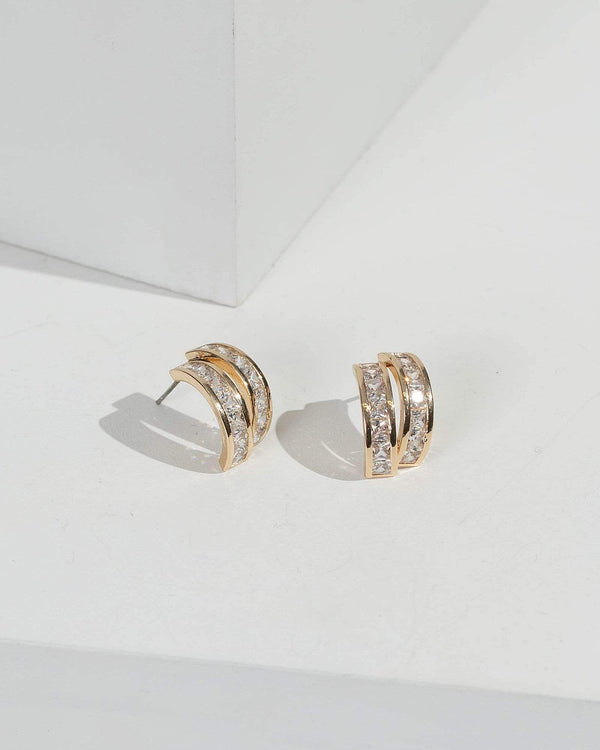 Gold Wide Double Hoops Earrings | Earrings