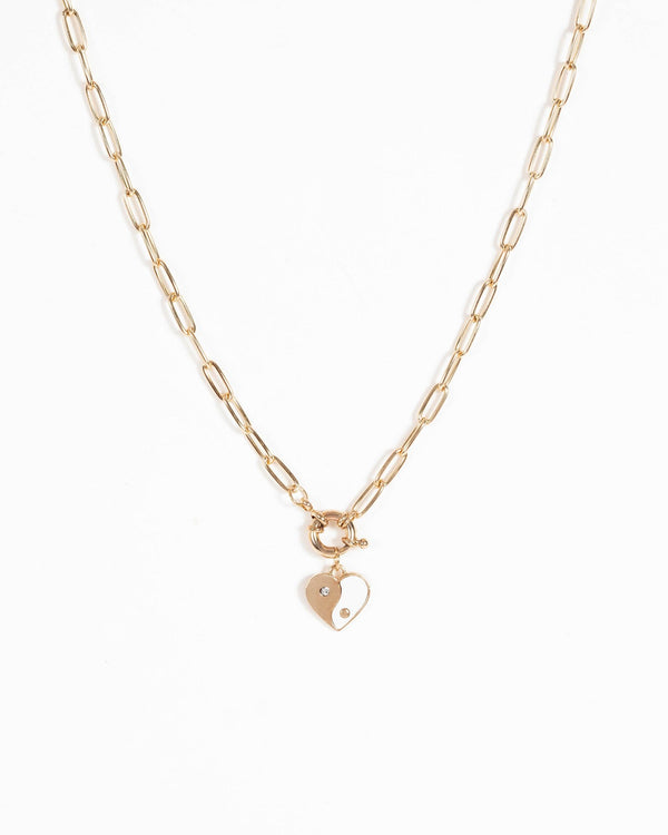 Gold Yin Yang Heart Necklace | Necklaces
