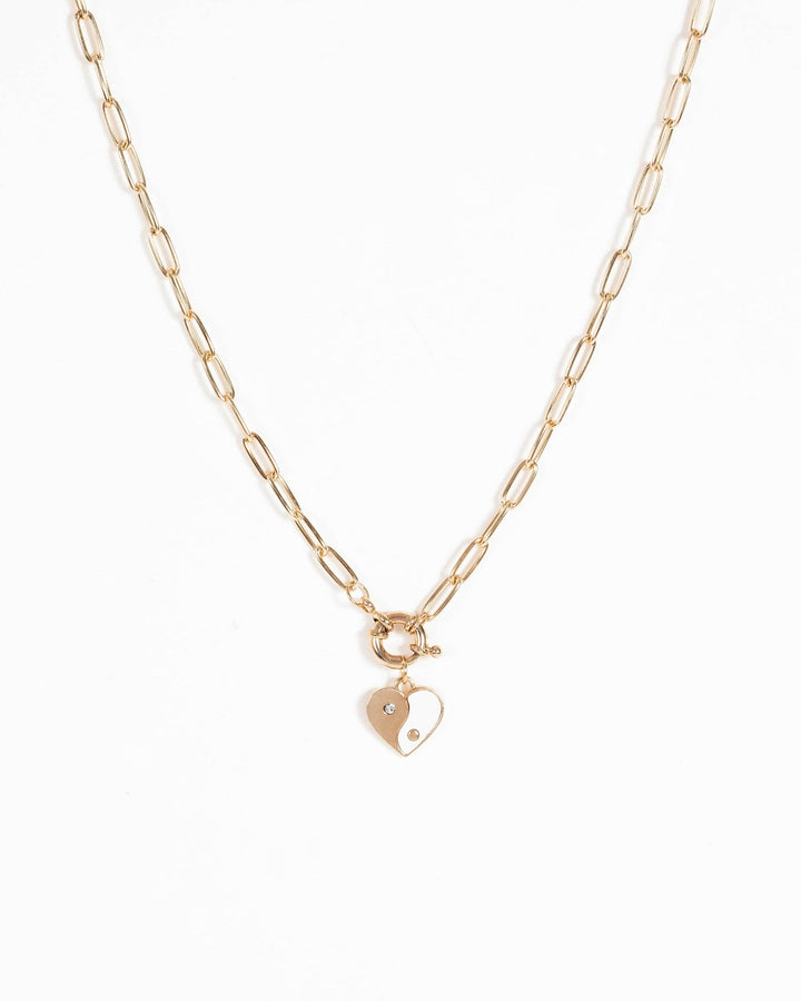 Gold Yin Yang Heart Necklace | Necklaces