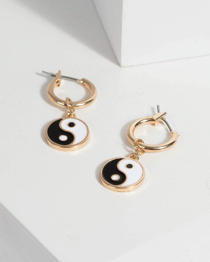 Gold Yin Yang Huggie Hoop Earrings | Earrings