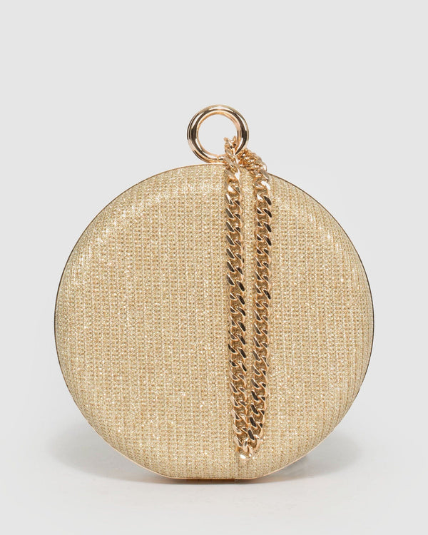 Gold Yuki Round Clutch Bag | Clutch Bags