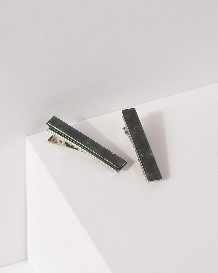Green 2 Pack Acrylic Hair Clip | Accessories