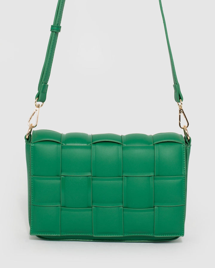Green Abby Woven Crossbody Bag | Crossbody Bags