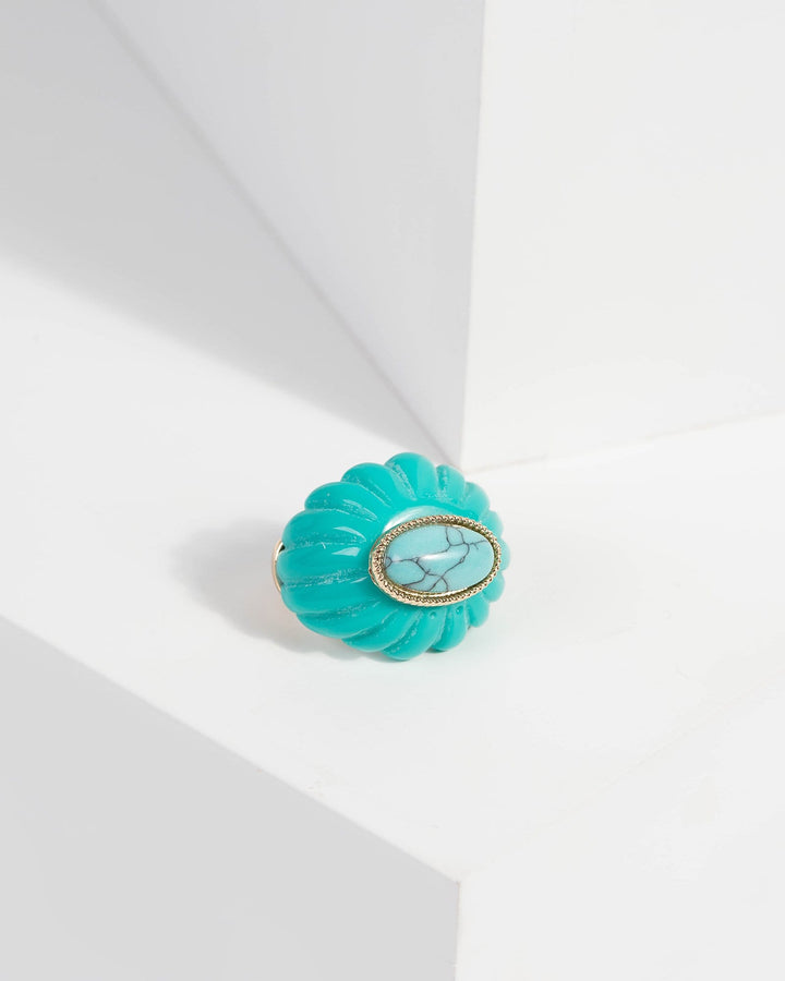 Green Acrylic and Stone Statement Ring | Rings