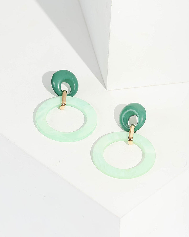 Green Acrylic Loops Drop Earrings | Earrings