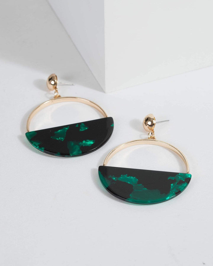 Green Acrylic Textured Circle Earrings | Earrings
