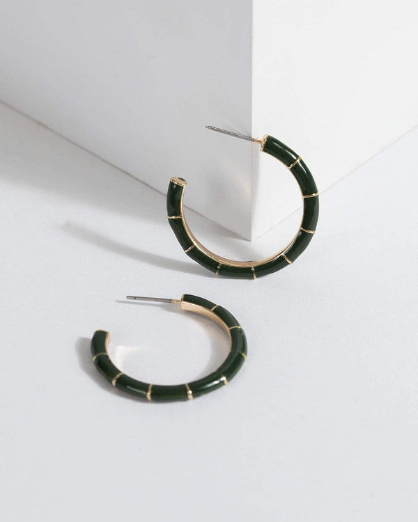 Green Bamboo Hoop Earrings | Earrings