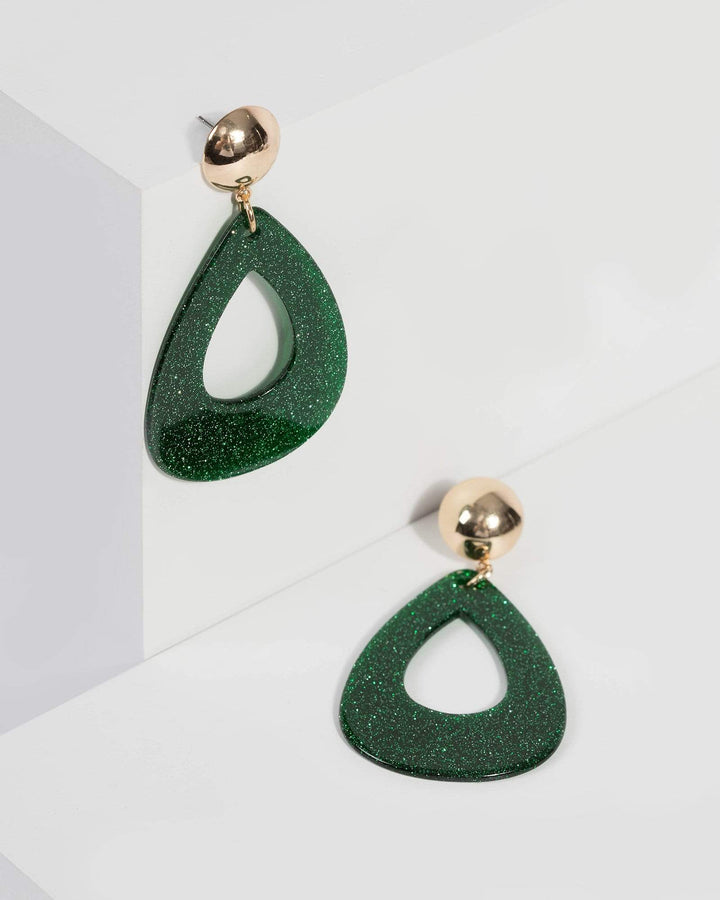 Green Button Tear Drop Earrings | Earrings