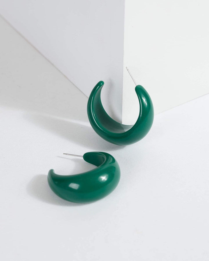 Green Chunky Hoop Earrings | Earrings