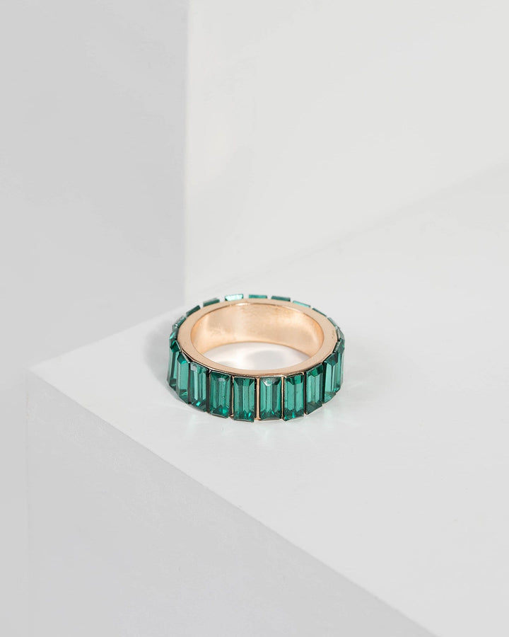 Green Crystal Band Ring | Rings
