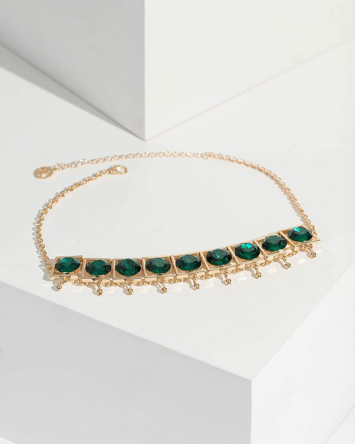 Colette by Colette Hayman Green Crystal Beaded Choker Necklace
