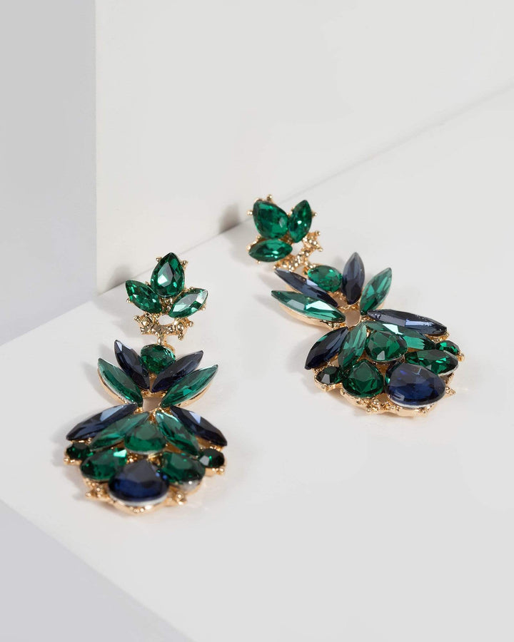 Green Crystal Cluster Drop Earrings | Earrings