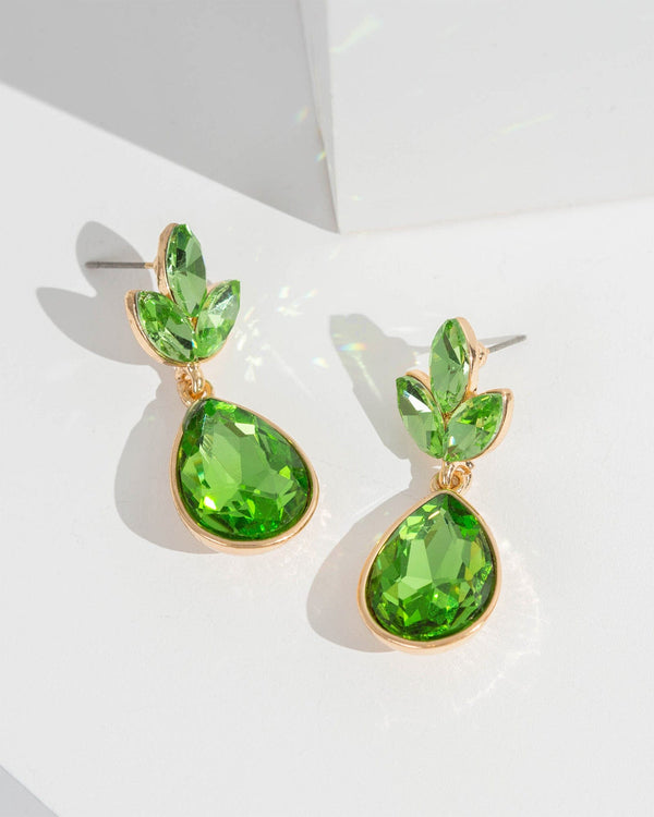 Colette by Colette Hayman Green Crystal Cluster Drop Earrings