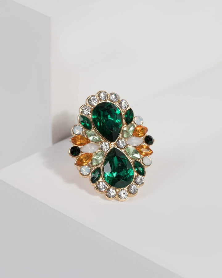 Green Crystal Encrusted Ring | Rings