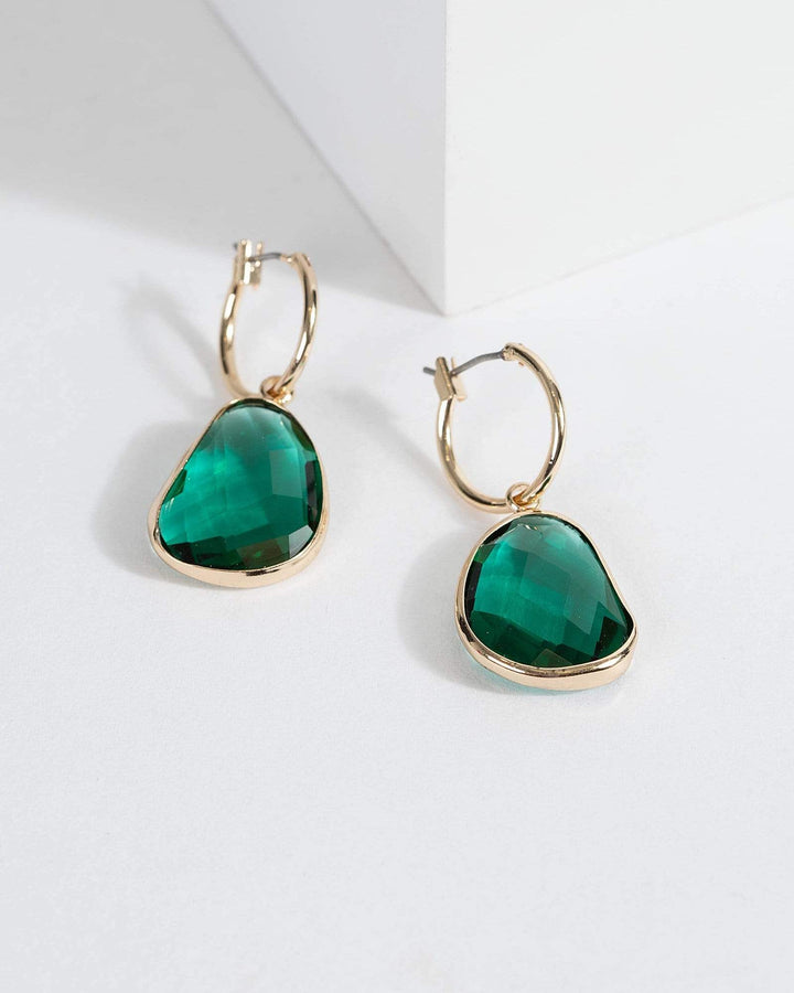 Green Crystal Huggie Hoop Earrings | Earrings