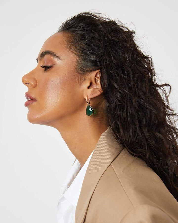 Green Crystal Huggie Hoop Earrings | Earrings