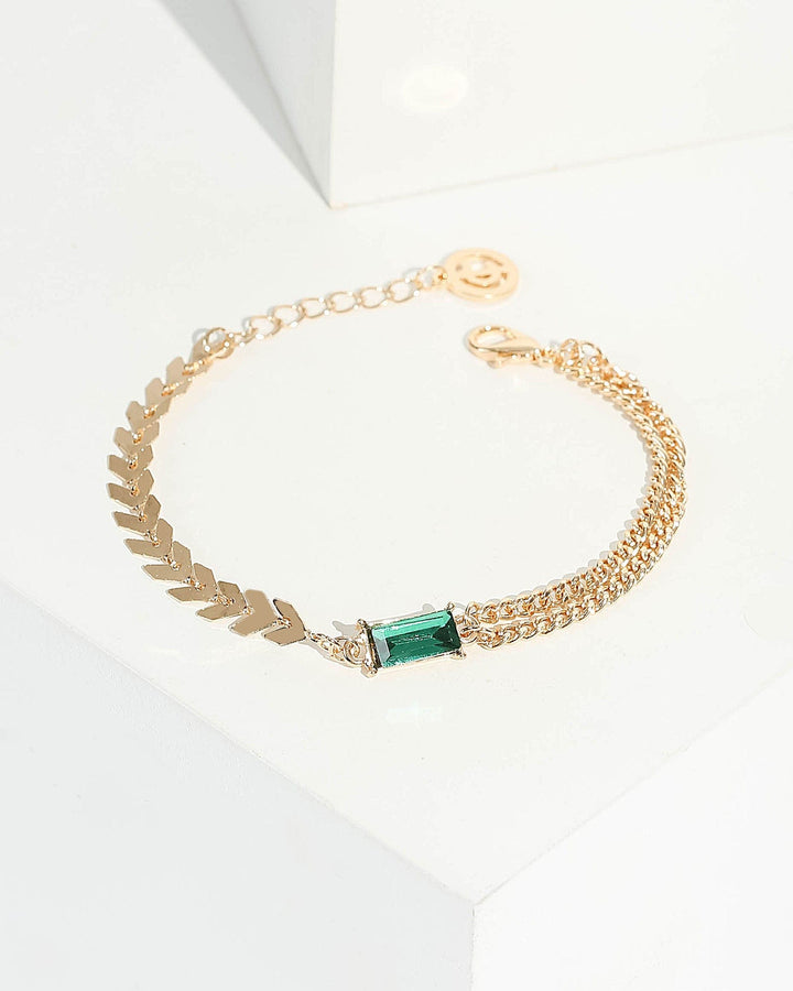 Green Crystal Multi Chain Bracelet | Wristwear