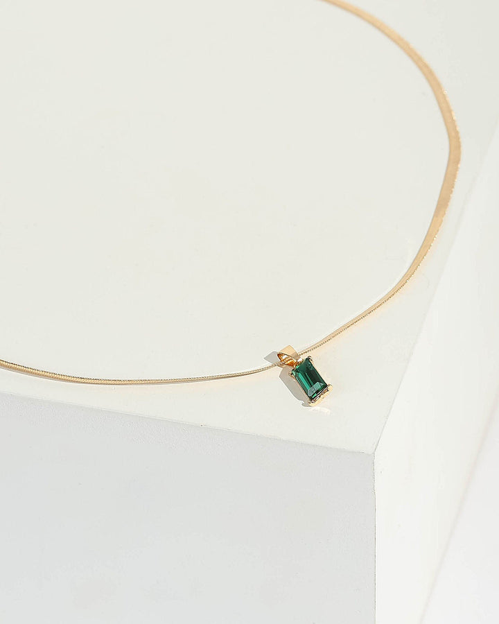 Green Crystal Snake Chain Necklace | Necklaces