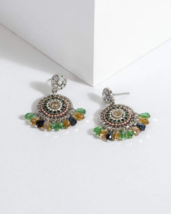 Green Crystal Tassel Earrings | Earrings