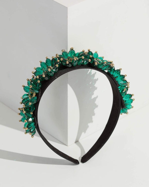 Green Detailed Flowers Headband | Hair Accessories