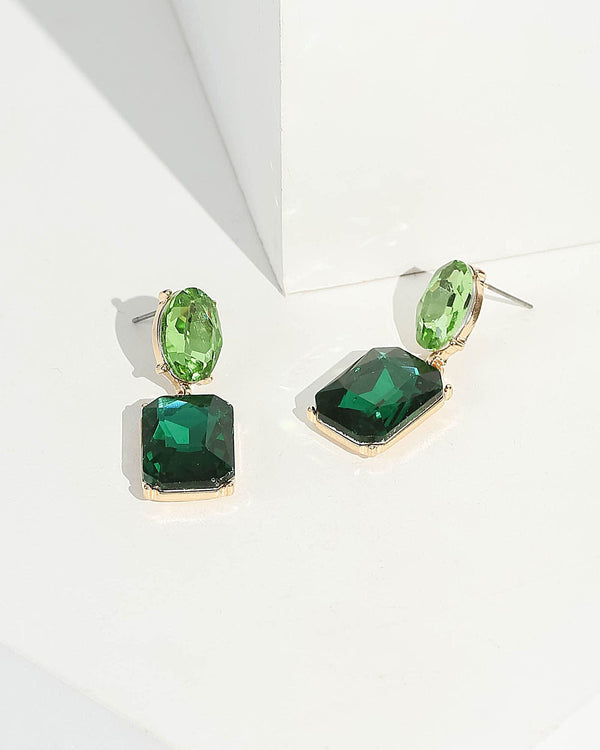Green Double Drop Earrings | Earrings