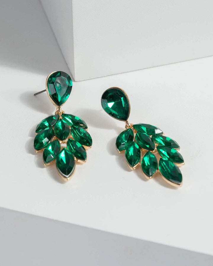 Green Drop Multi Crystal Earrings | Earrings