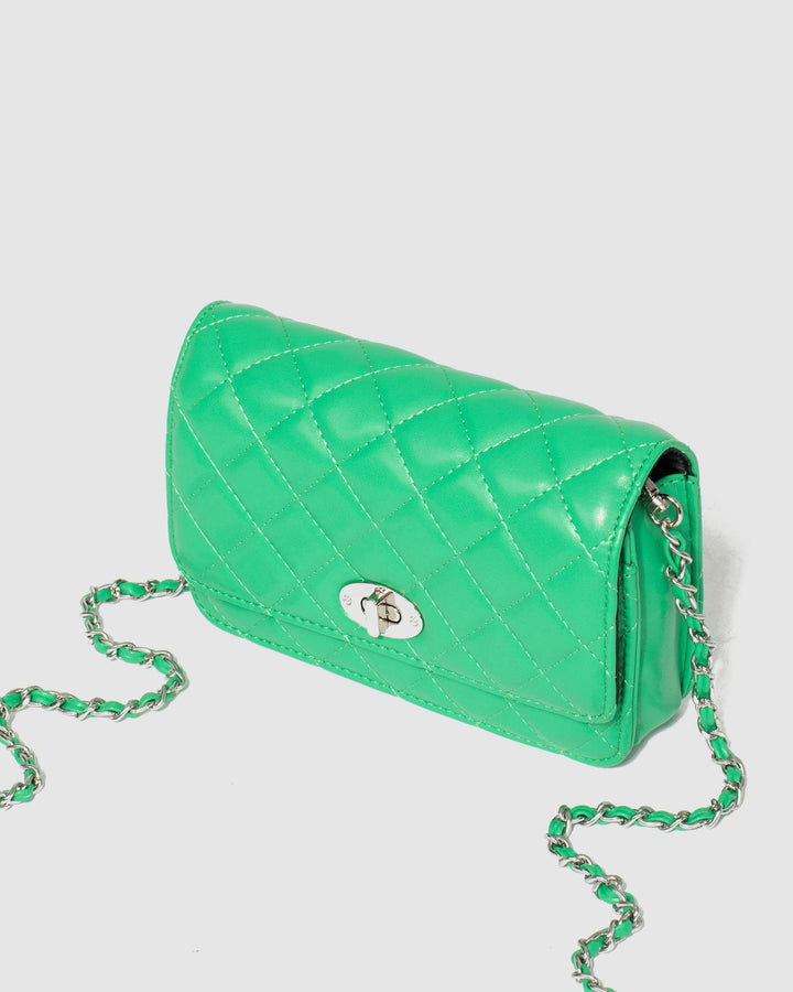 Green Eboni Quilted Crossbody Bag | Crossbody Bags