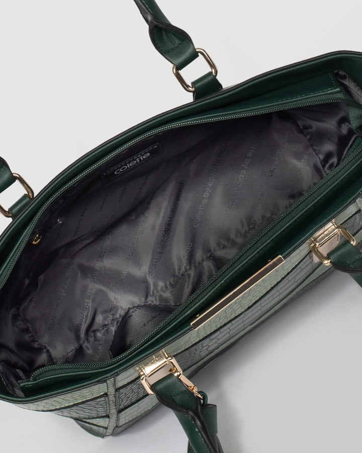 Green Esme Large Panel Tote Bag | Tote Bags