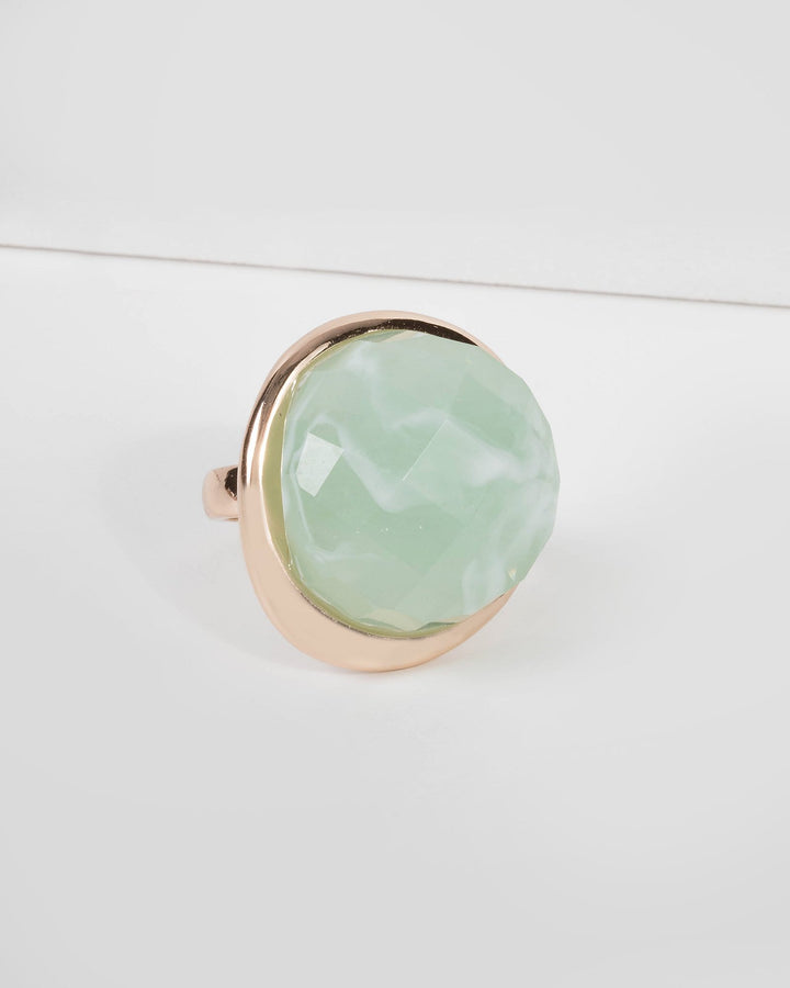 Green Large Round Stone Ring | Rings