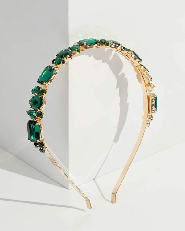 Green Multi Crystal Detail Headband | Hair Accessories