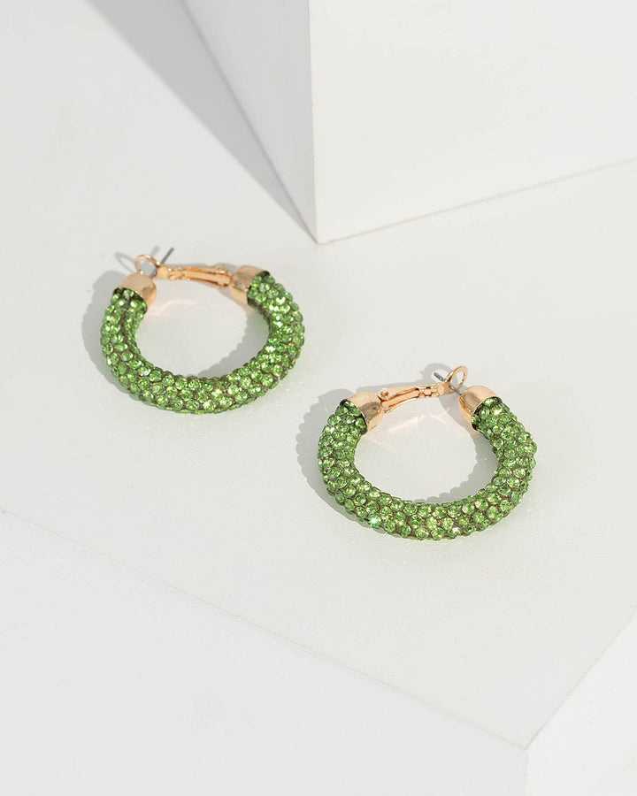 Green Multi Crystal Hoop Earrings | Earrings