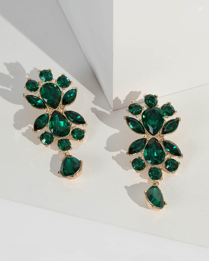 Green Multi Detail Drop Earrings | Earrings