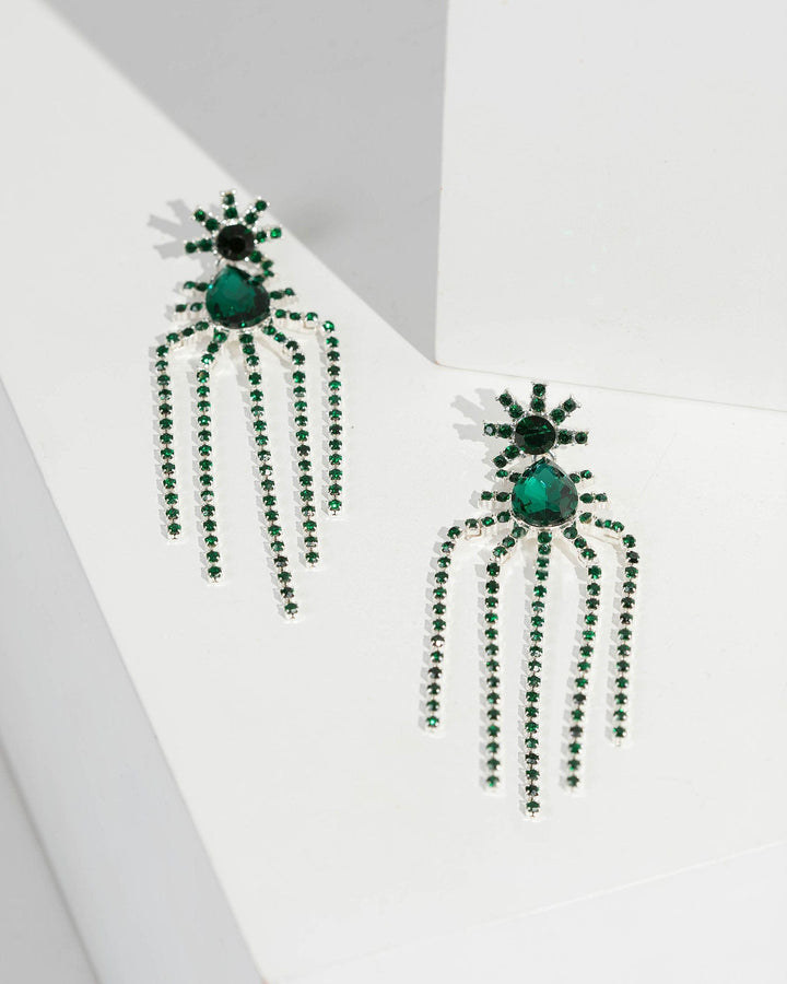 Colette by Colette Hayman Green Multi Intricate Crystal Drop Earrings