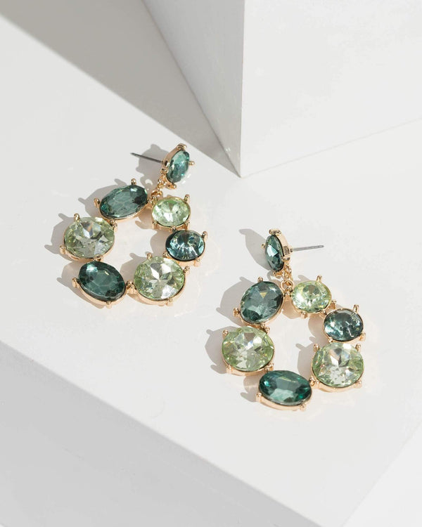 Green Multi Round Crystal Earrings | Earrings