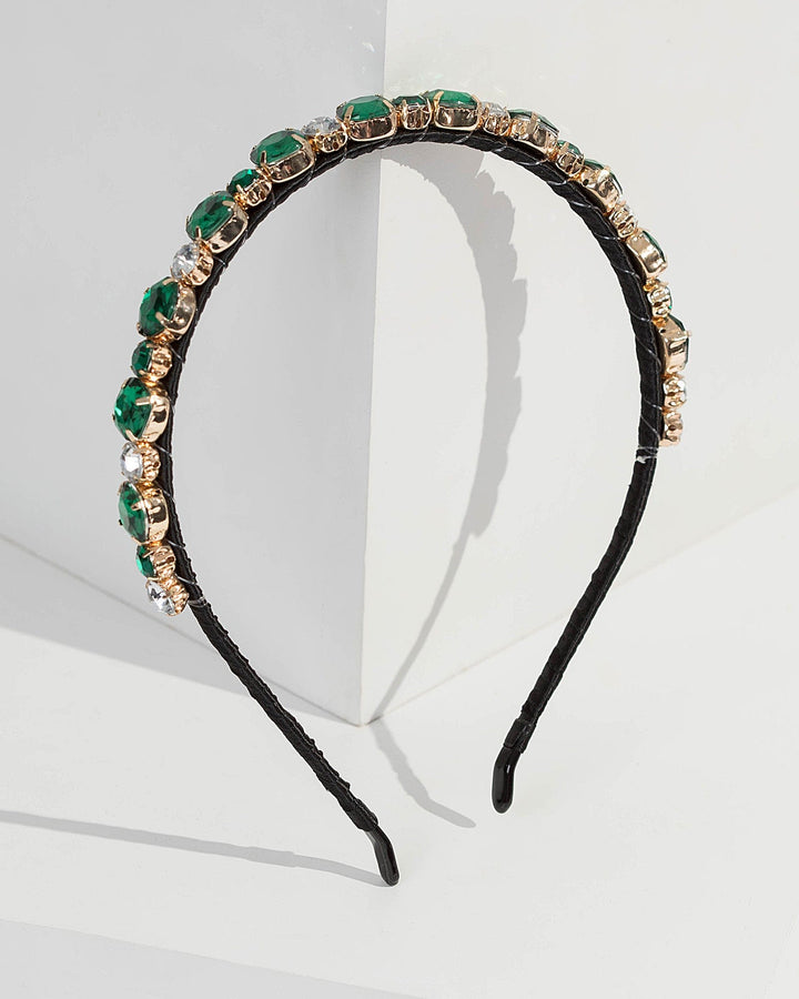 Green Multi Round Crystal Headband | Hair Accessories