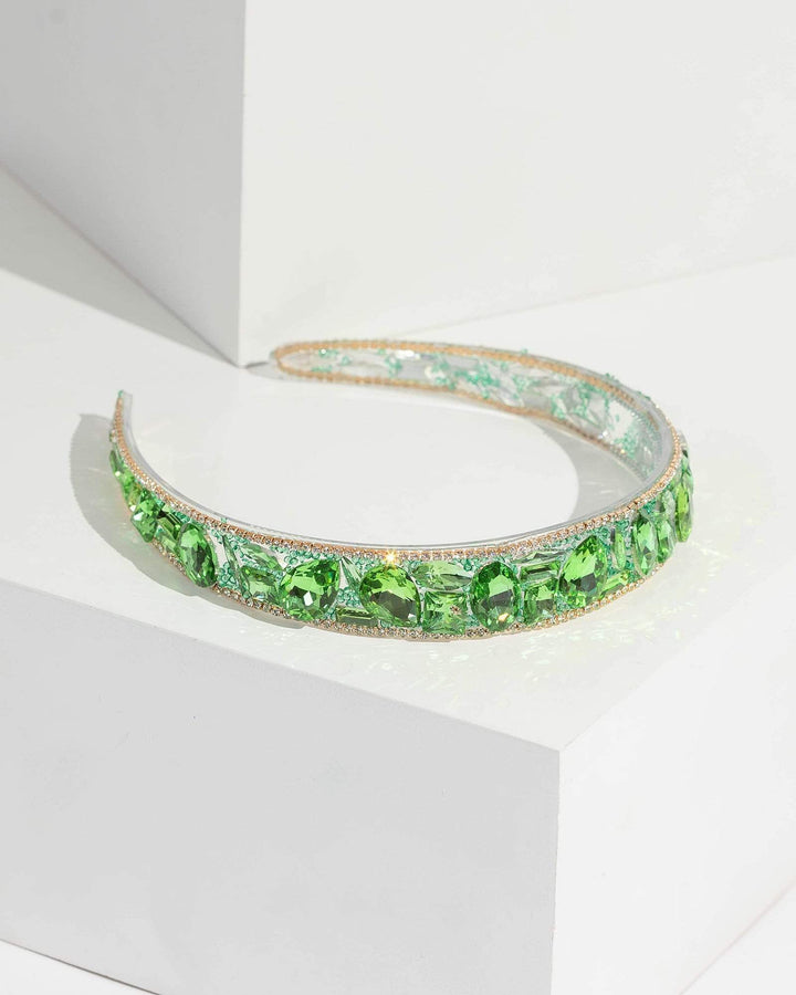 Green Multi Shape Crystal Headband | Hair Accessories