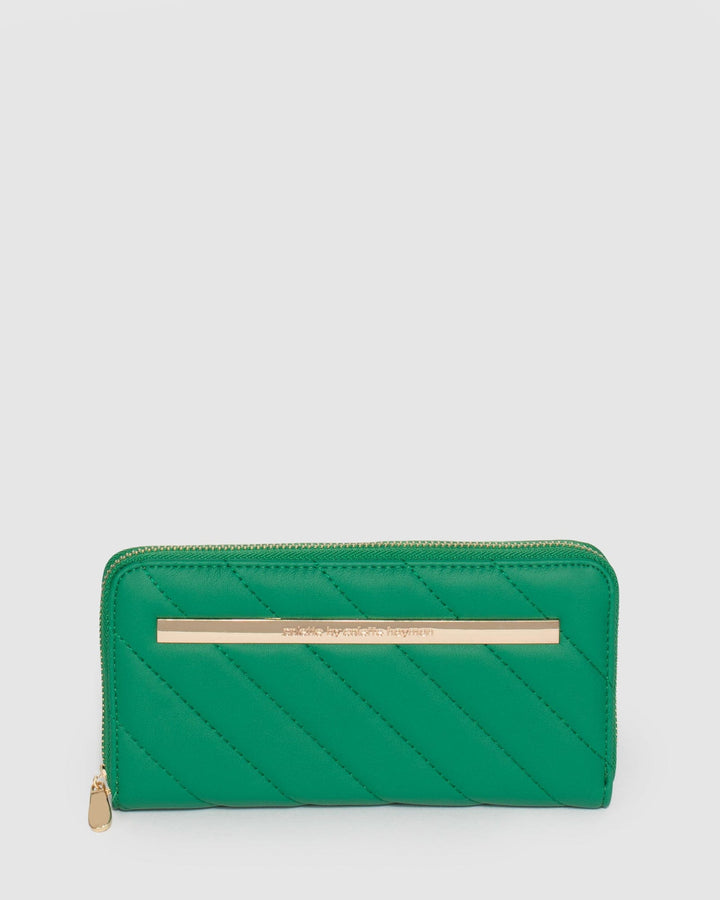 Green Nina Diag Quilt Wallet | Wallets