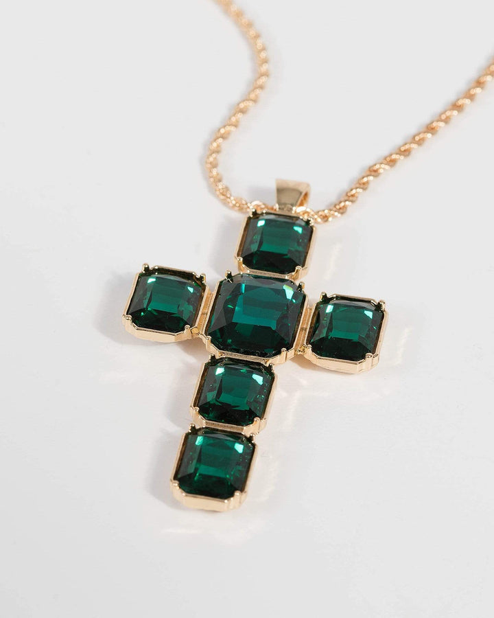 Green Oversize Cross Chain Necklace | Necklaces