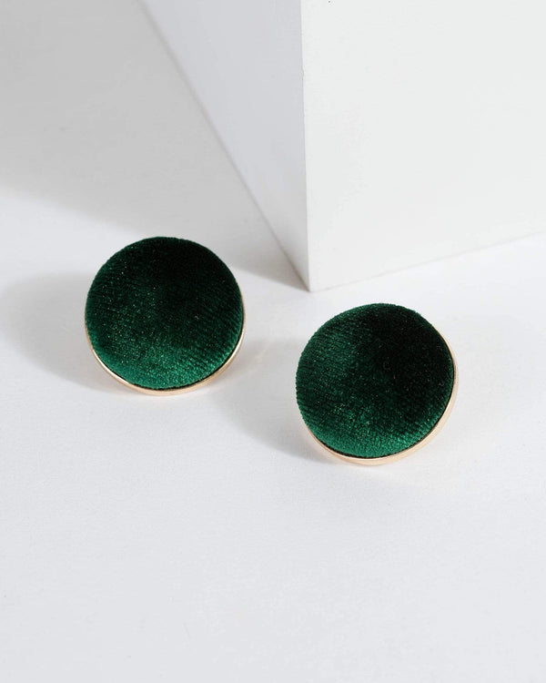 Green Oversized Velvet Stud Earrings | Earrings