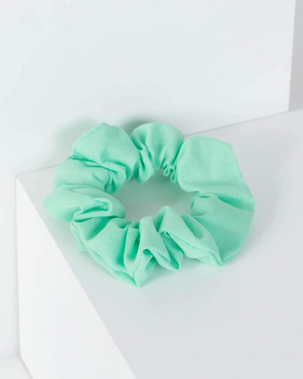 Green Plain Small Fabric Scrunchie | Accessories