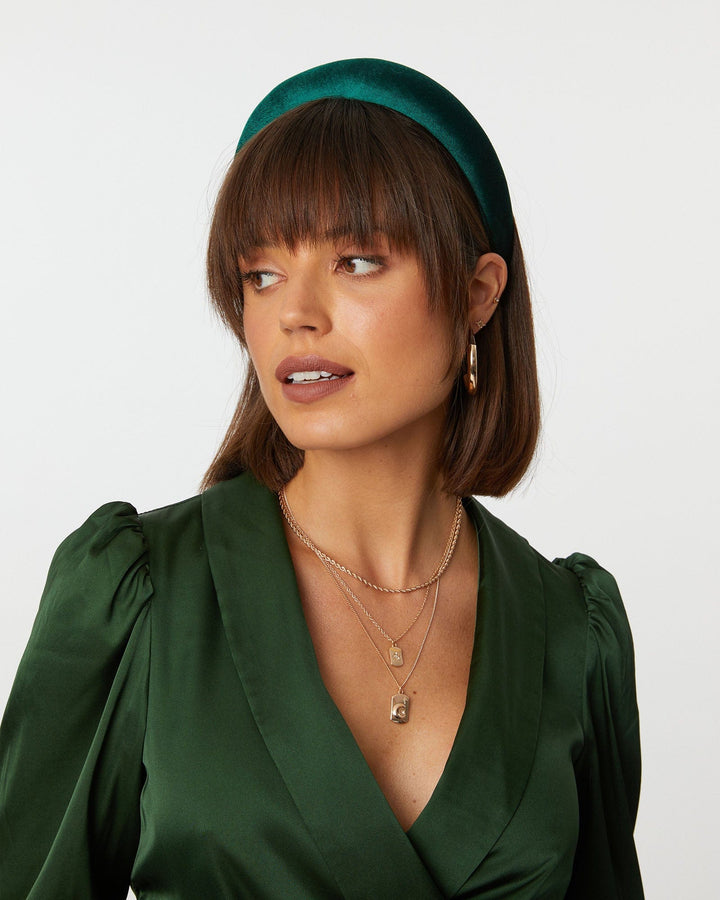 Green Plain Velvet Headband | Hair Accessories