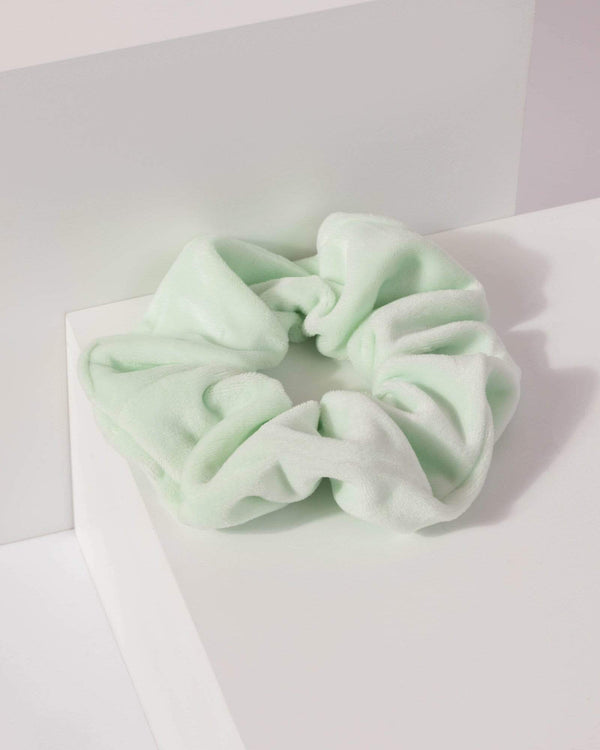 Green Plain Velvet Scrunchie | Accessories