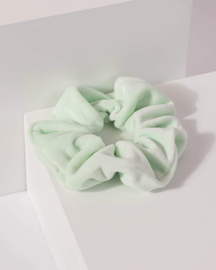 Green Plain Velvet Scrunchie | Accessories