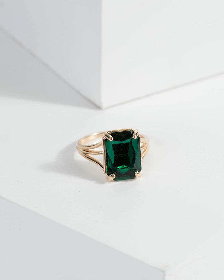 Green Rectangle Crystal Ring | Rings