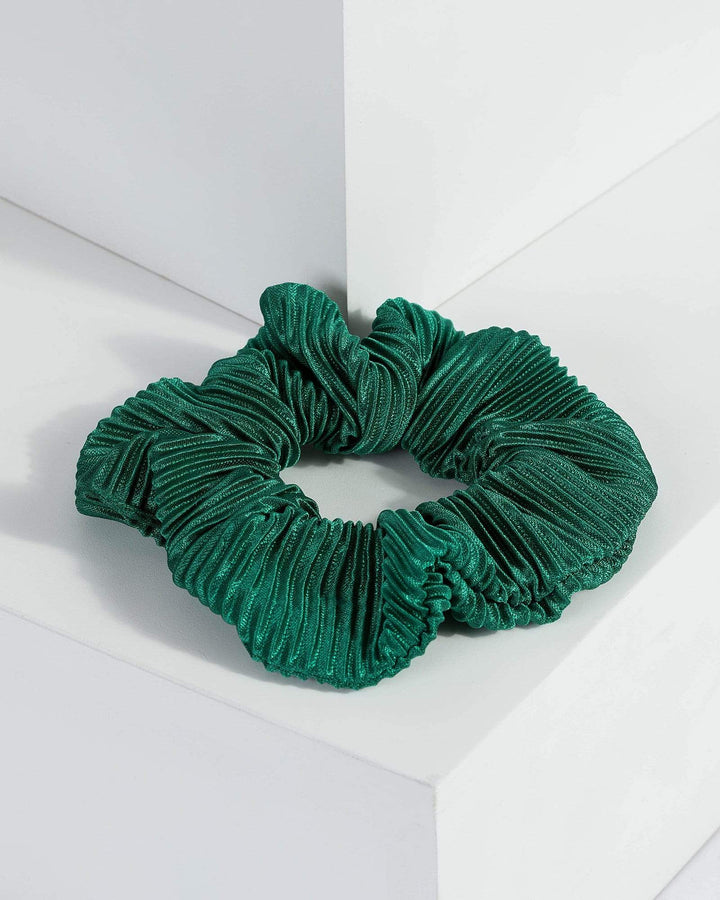 Green Ribbed Block Scrunchie | Accessories
