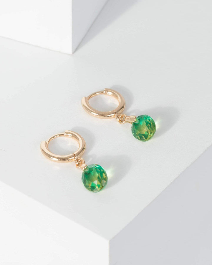 Green Small Crystal Stone Drop Earrings | Earrings