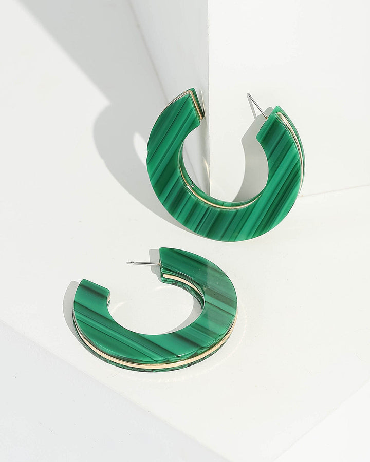 Green Spliced Hoop Earrings | Earrings