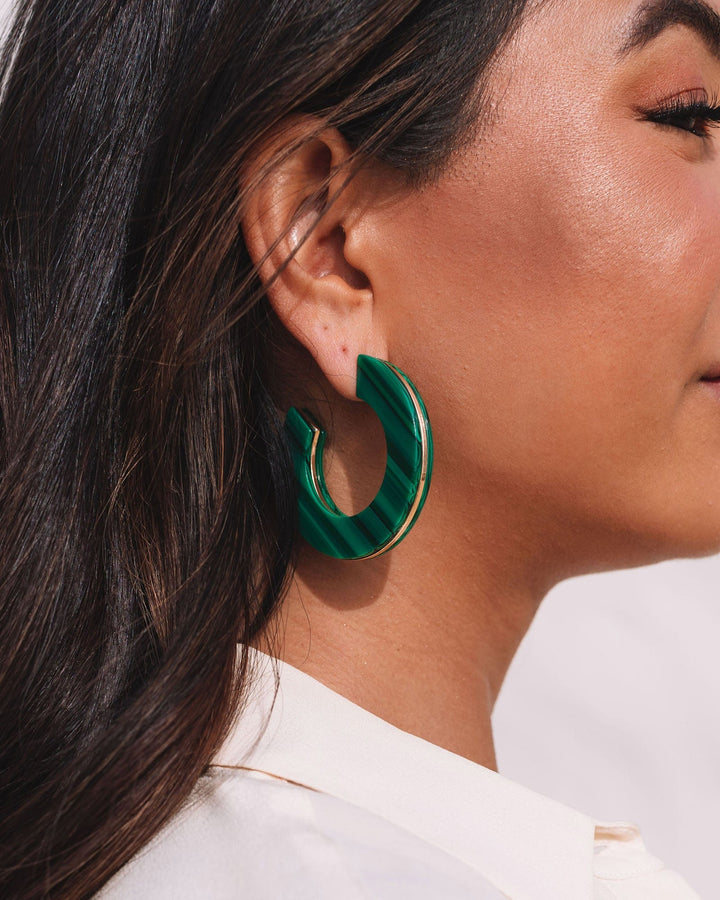Green Spliced Hoop Earrings | Earrings