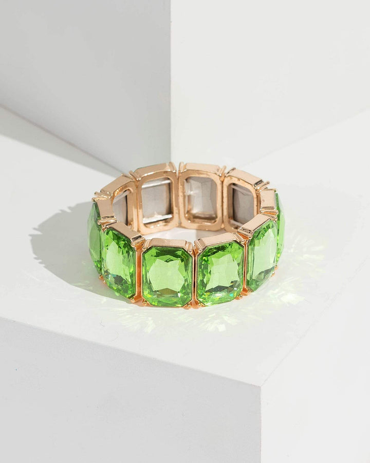 Green Square Crystal Stretch Bracelet | Wristwear