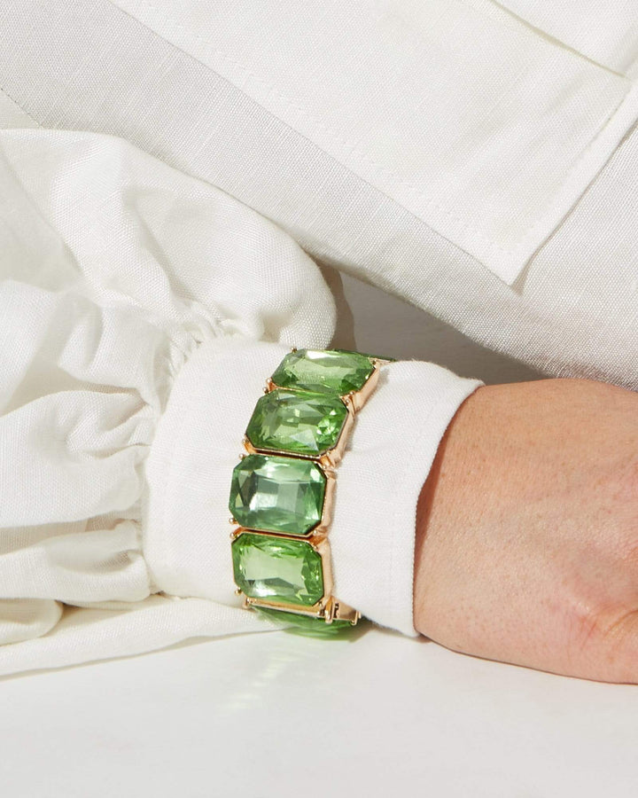 Green Square Crystal Stretch Bracelet | Wristwear